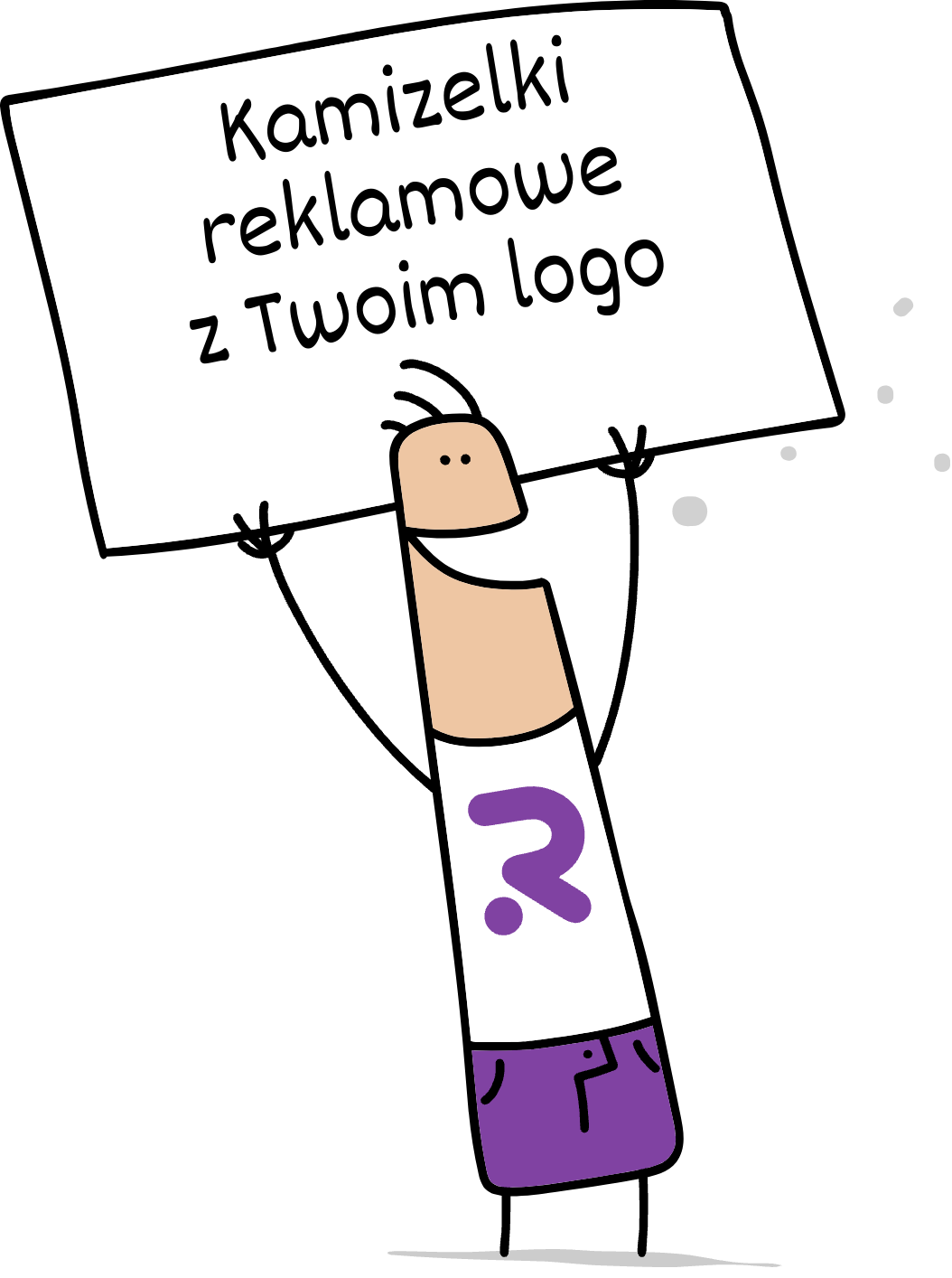 Buddy trzymający napis kamizelki reklamowe z Twoim logo