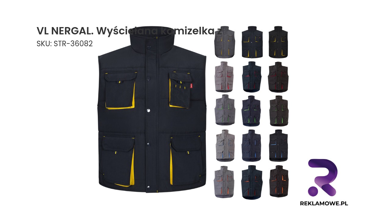 VL NERGAL. Wyściełana kamizelka z wieloma kieszeniami (220 g/m²), poliester (100%) VL NERGAL wyściełana kamizelka z - zdjęcie produktu